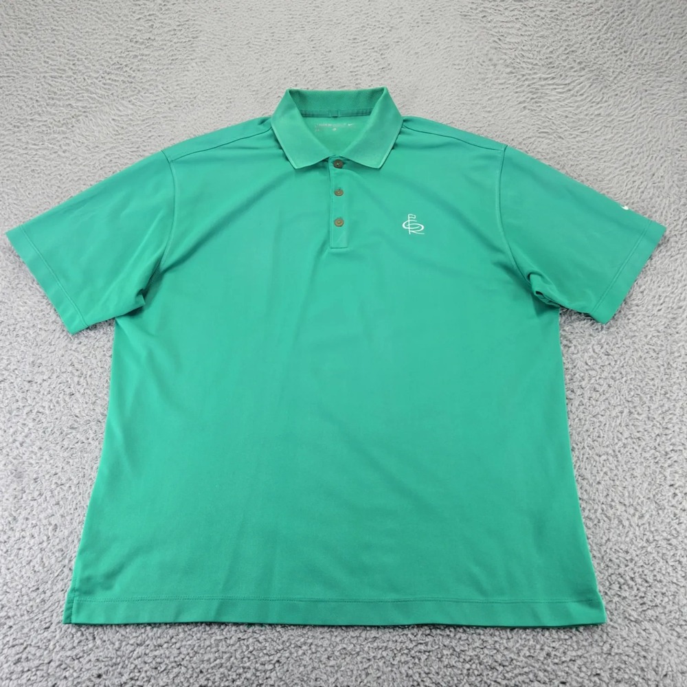 Nik Golf Shirt Mens Large Green Dri-Fit Logo Embroideried Swoosh Outdoors Casual